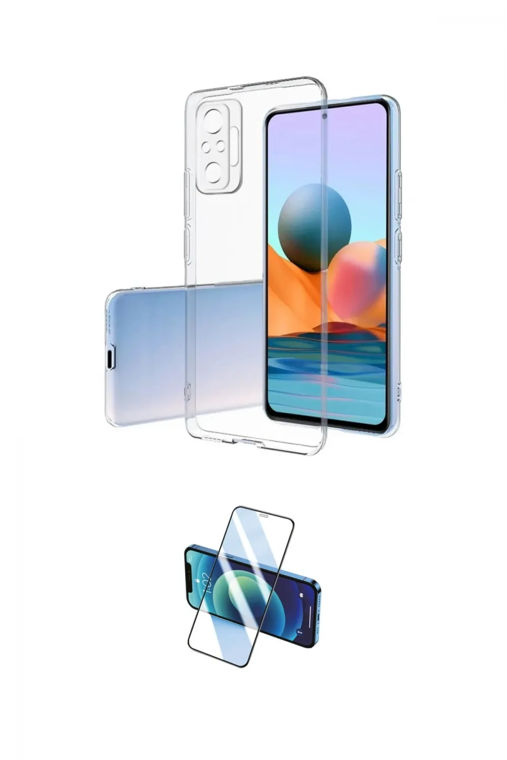 ieg™ Redmi Note 10 Pro Kılıf Zirve Doku - Siyah 3D Antistatik Cam Ekran Koruyucu
