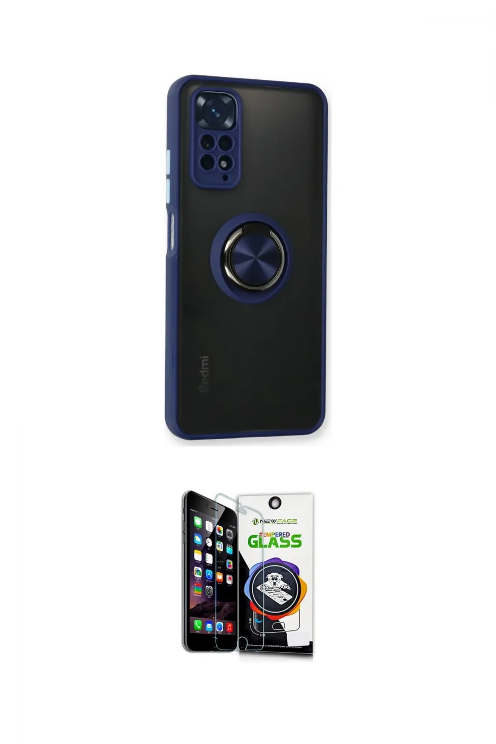 ieg™ Redmi Note 11 Kılıf Yörünge Çizgi - Şeffaf Temperli Cam Ekran Koruyucu