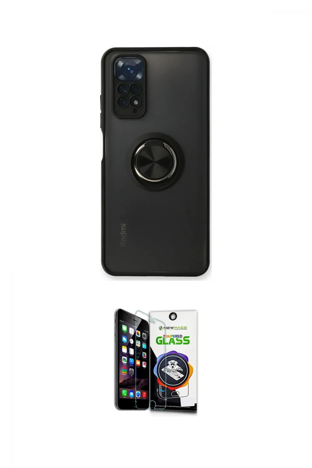 ieg™ Redmi Note 11 Kılıf Yörünge Çizgi - Şeffaf Temperli Cam Ekran Koruyucu