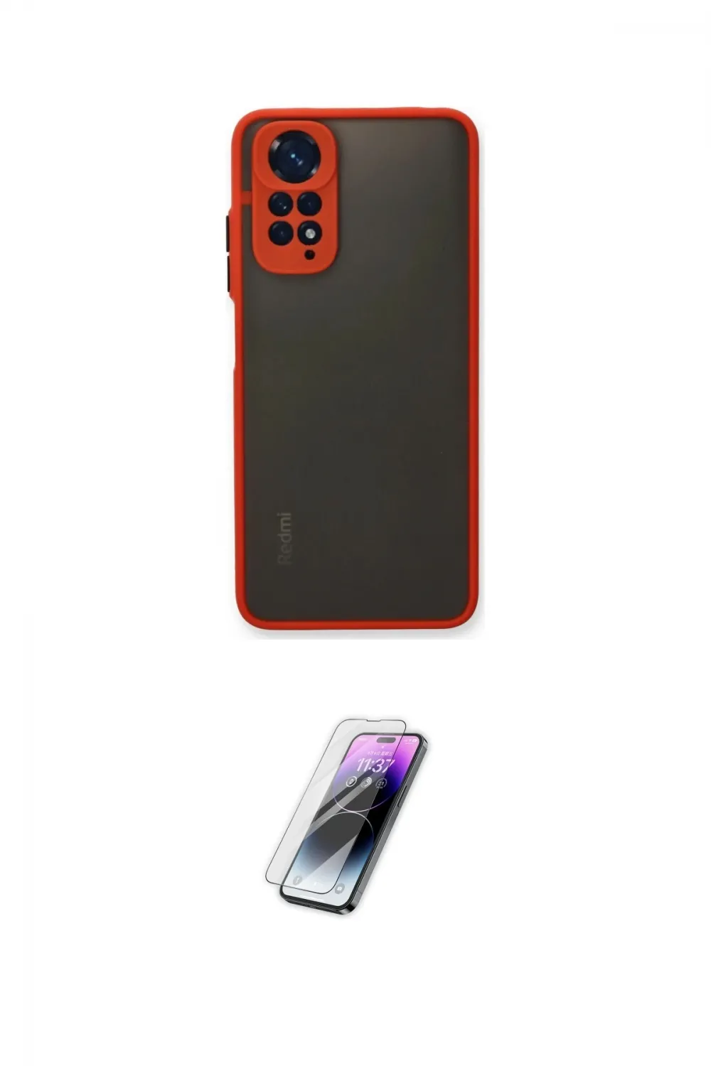 ieg™ Redmi Note 11 Pro Kılıf Ahenk Çizgi Serisi - Şeffaf Pasifik Cam Ekran Koruyucu