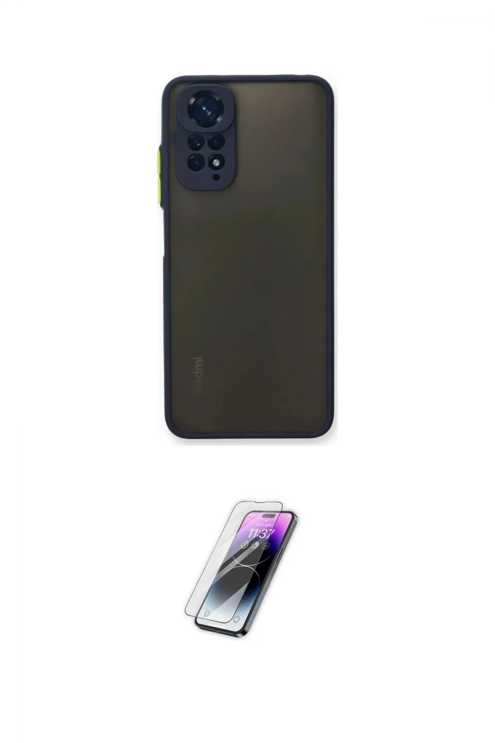 ieg™ Redmi Note 11 Pro Kılıf Ahenk Çizgi Serisi - Şeffaf Pasifik Cam Ekran Koruyucu