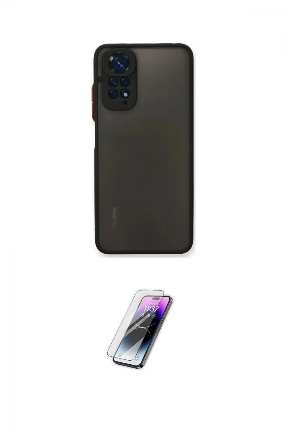 ieg™ Redmi Note 11 Pro Kılıf Ahenk Çizgi Serisi - Şeffaf Pasifik Cam Ekran Koruyucu