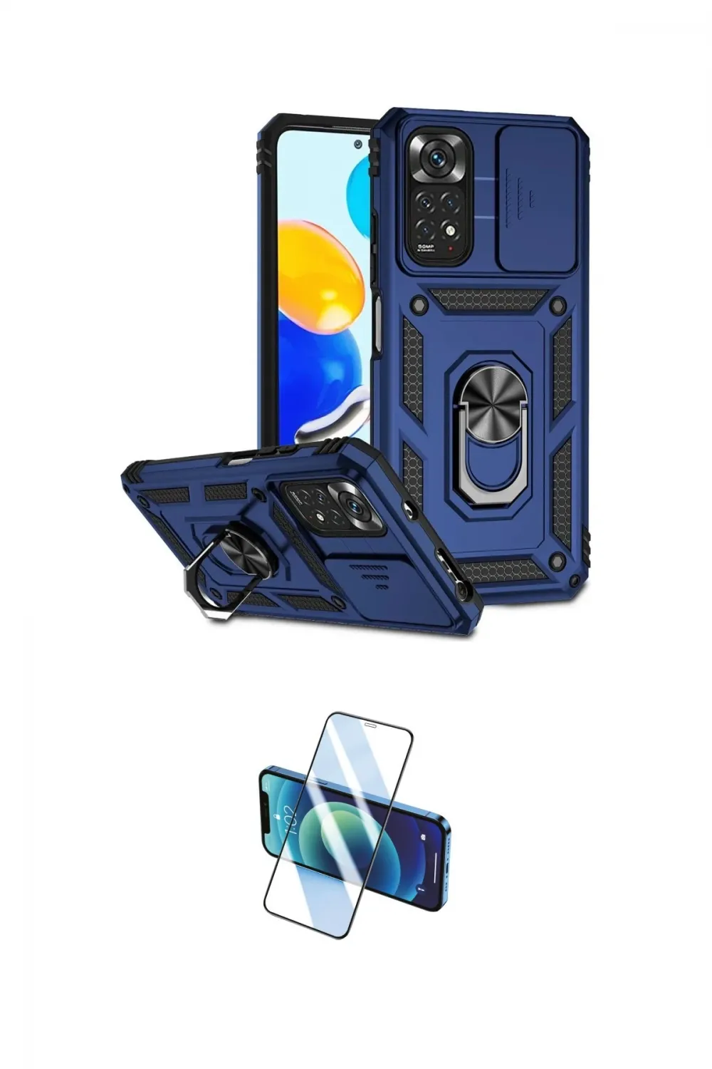 ieg™ Redmi Note 11 Pro Kılıf Ahenk Klasik - Siyah 3D Antistatik Cam Ekran Koruyucu