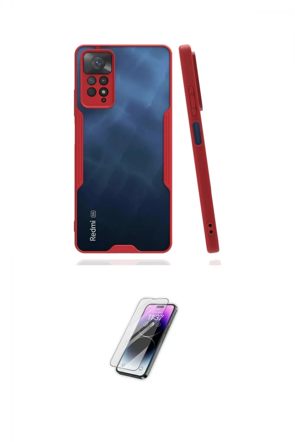 ieg™ Redmi Note 11 Pro Kılıf Atlas Asil Serisi - Şeffaf Pasifik Cam Ekran Koruyucu