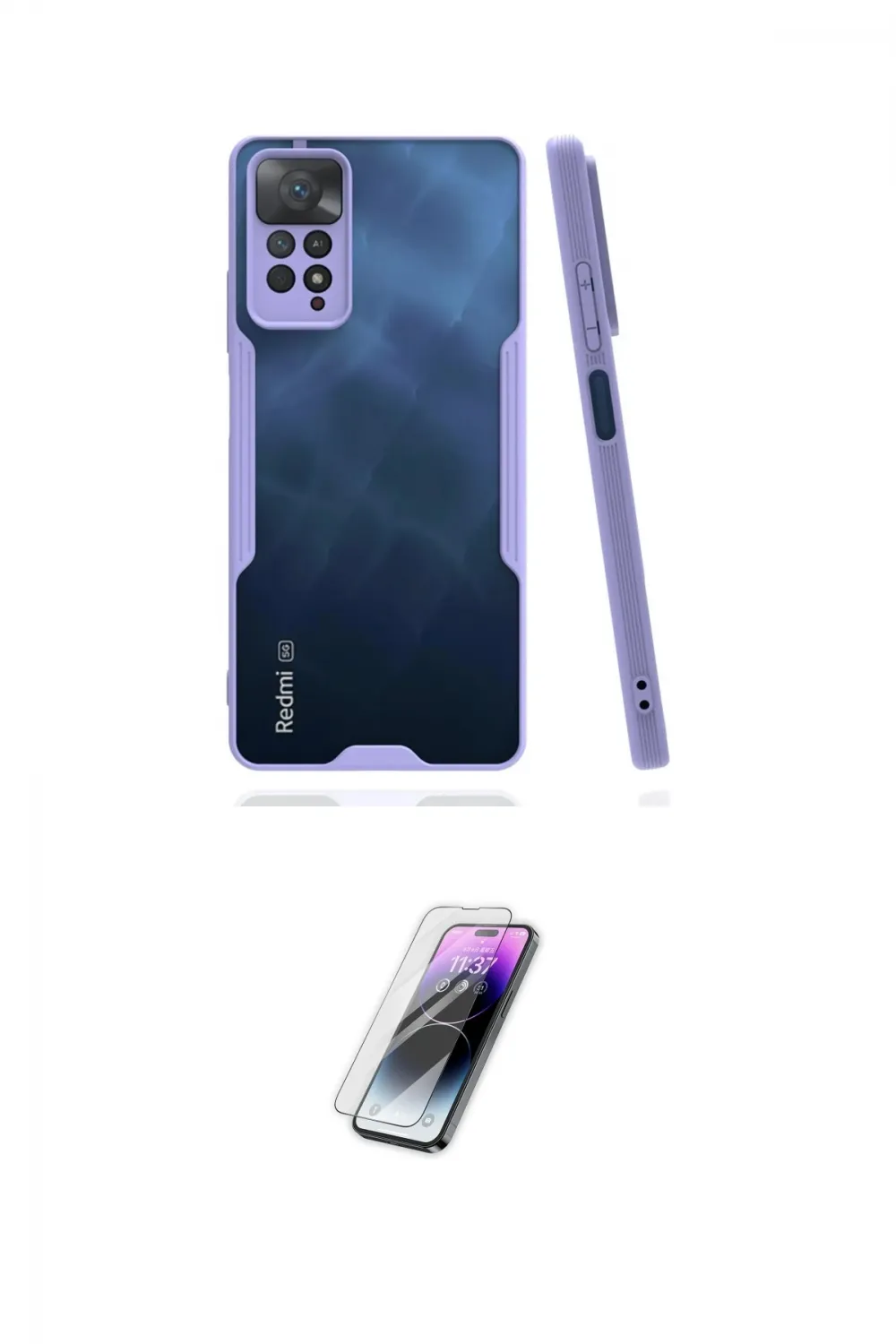 ieg™ Redmi Note 11 Pro Kılıf Atlas Asil Serisi - Şeffaf Pasifik Cam Ekran Koruyucu