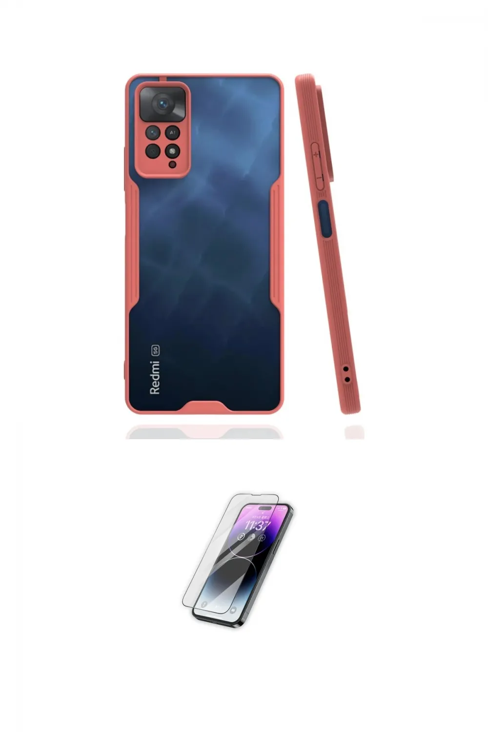 ieg™ Redmi Note 11 Pro Kılıf Atlas Asil Serisi - Şeffaf Pasifik Cam Ekran Koruyucu