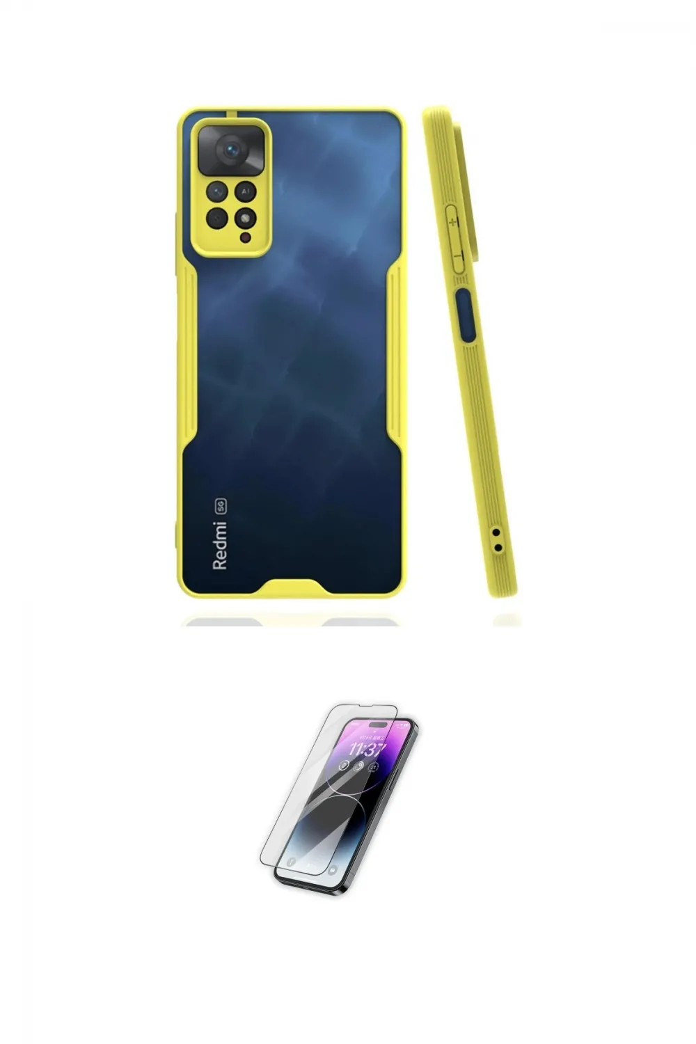 ieg™ Redmi Note 11 Pro Kılıf Atlas Asil Serisi - Şeffaf Pasifik Cam Ekran Koruyucu