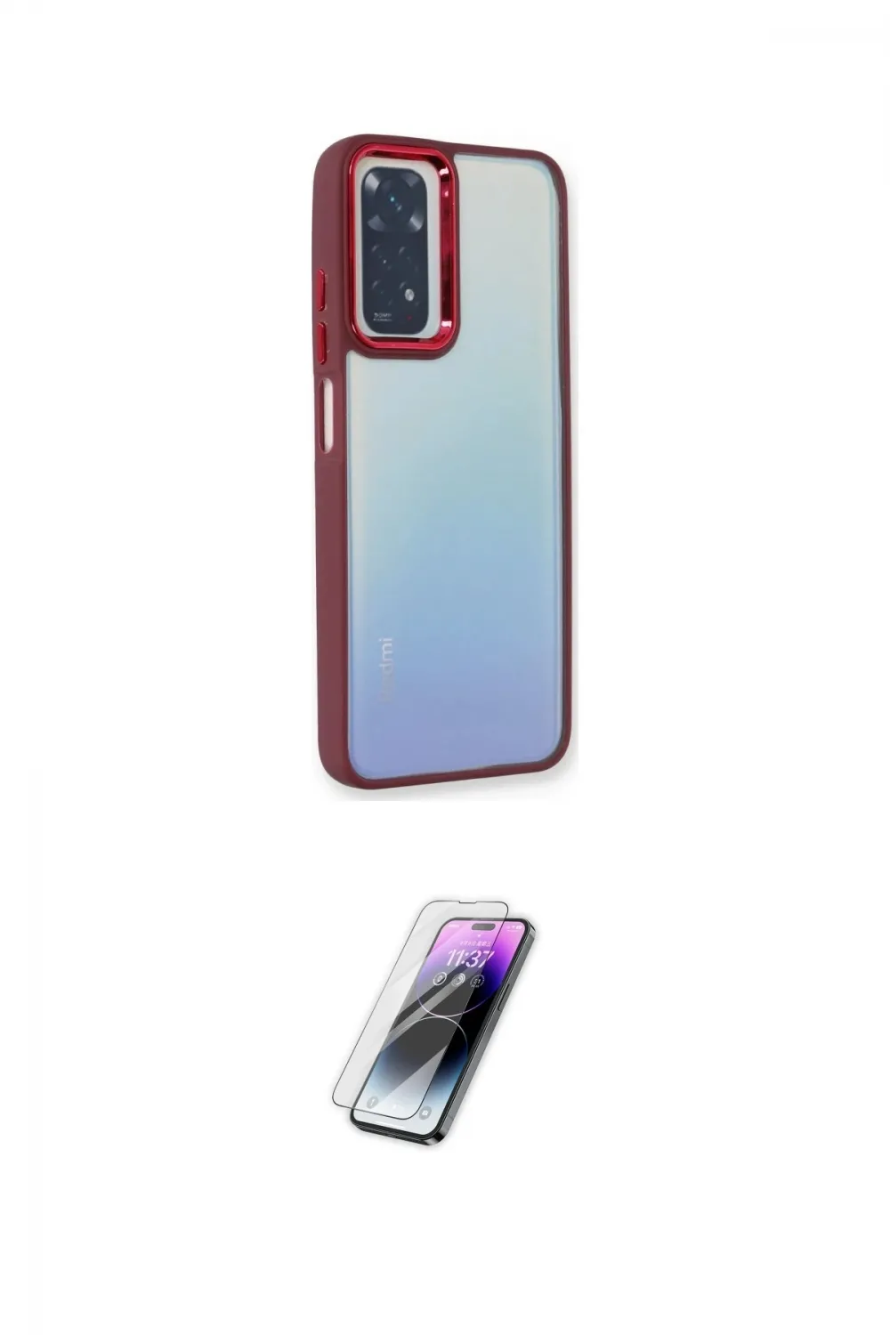 ieg™ Redmi Note 11 Pro Kılıf Eksen Doku Prime - Şeffaf Pasifik Cam Ekran Koruyucu