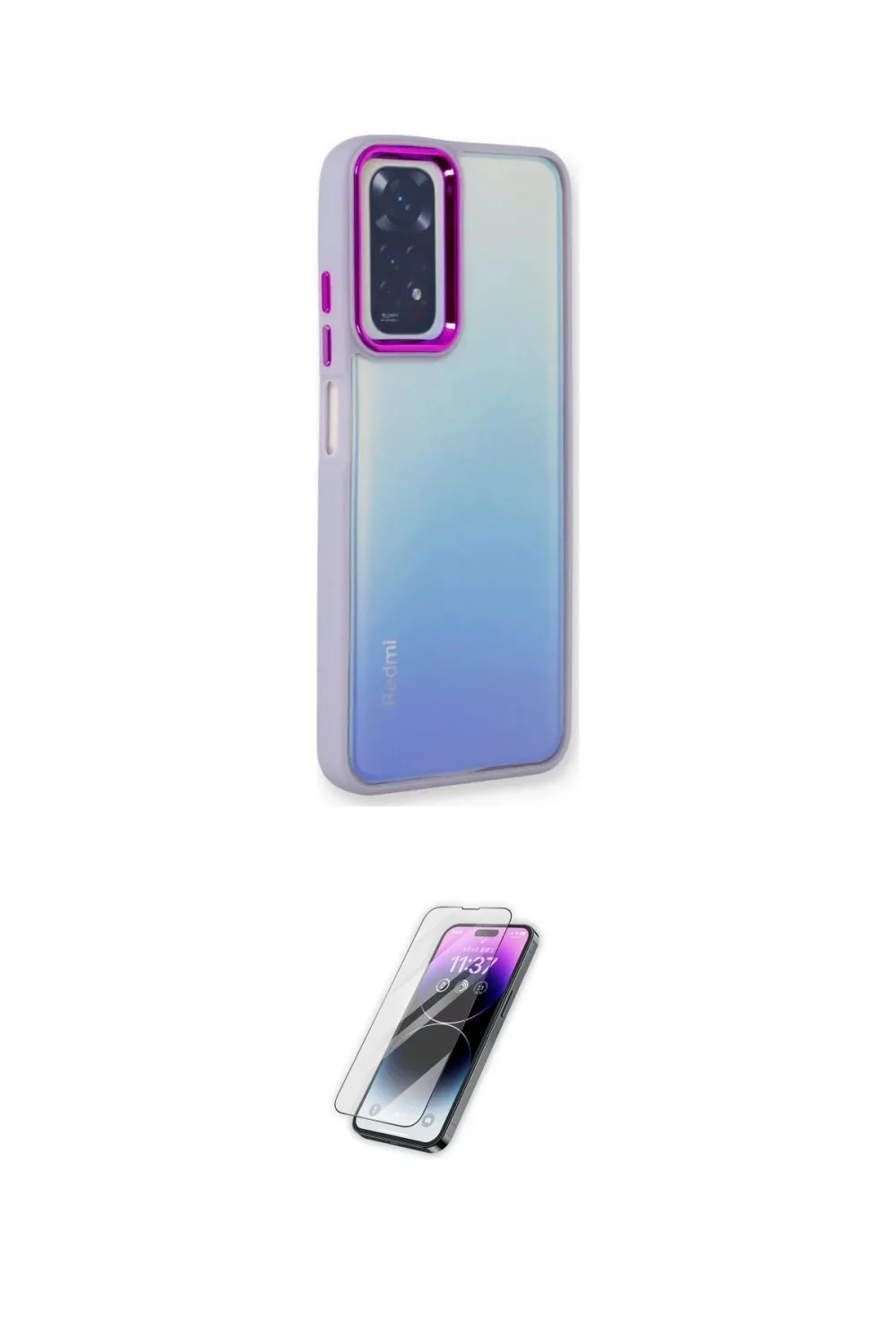 ieg™ Redmi Note 11 Pro Kılıf Eksen Doku Prime - Şeffaf Pasifik Cam Ekran Koruyucu