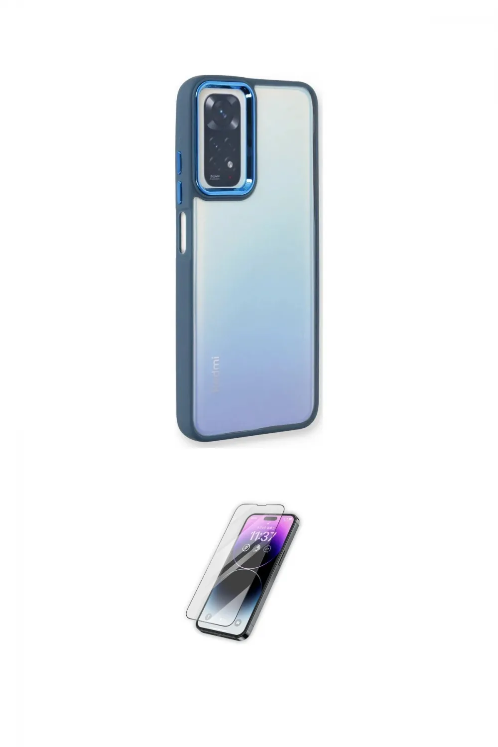 ieg™ Redmi Note 11 Pro Kılıf Eksen Doku Prime - Şeffaf Pasifik Cam Ekran Koruyucu