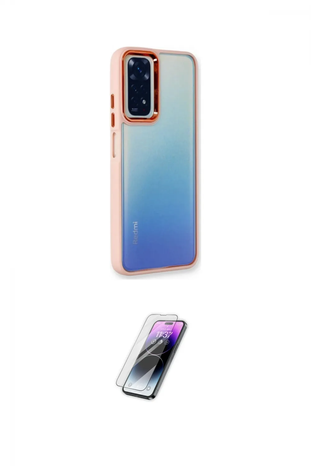 ieg™ Redmi Note 11 Pro Kılıf Eksen Doku Prime - Şeffaf Pasifik Cam Ekran Koruyucu
