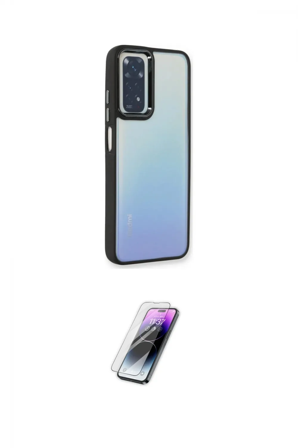 ieg™ Redmi Note 11 Pro Kılıf Eksen Doku Prime - Şeffaf Pasifik Cam Ekran Koruyucu