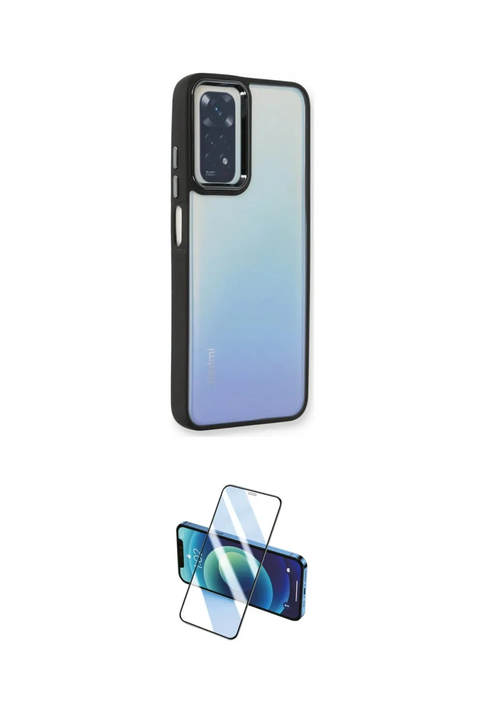 ieg™ Redmi Note 11 Pro Kılıf Eksen Doku Prime - Siyah 3D Antistatik Cam Ekran Koruyucu