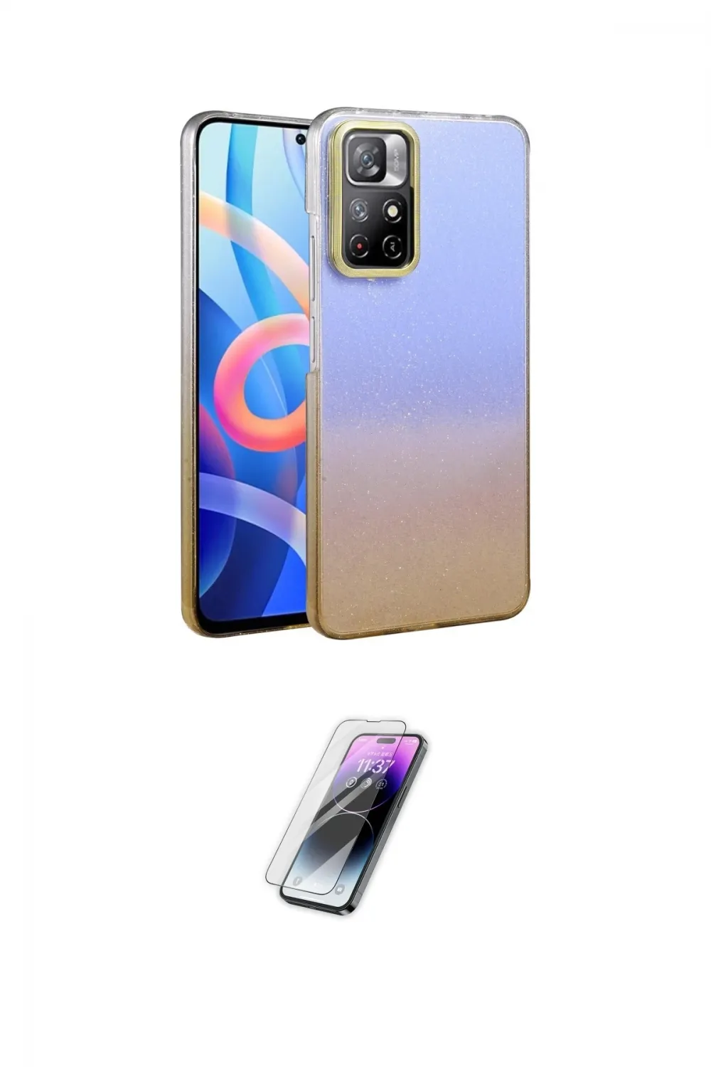 ieg™ Redmi Note 11 Pro Kılıf Kıvılcım Minimal Özel Seri - Şeffaf Pasifik Cam Ekran Koruyucu