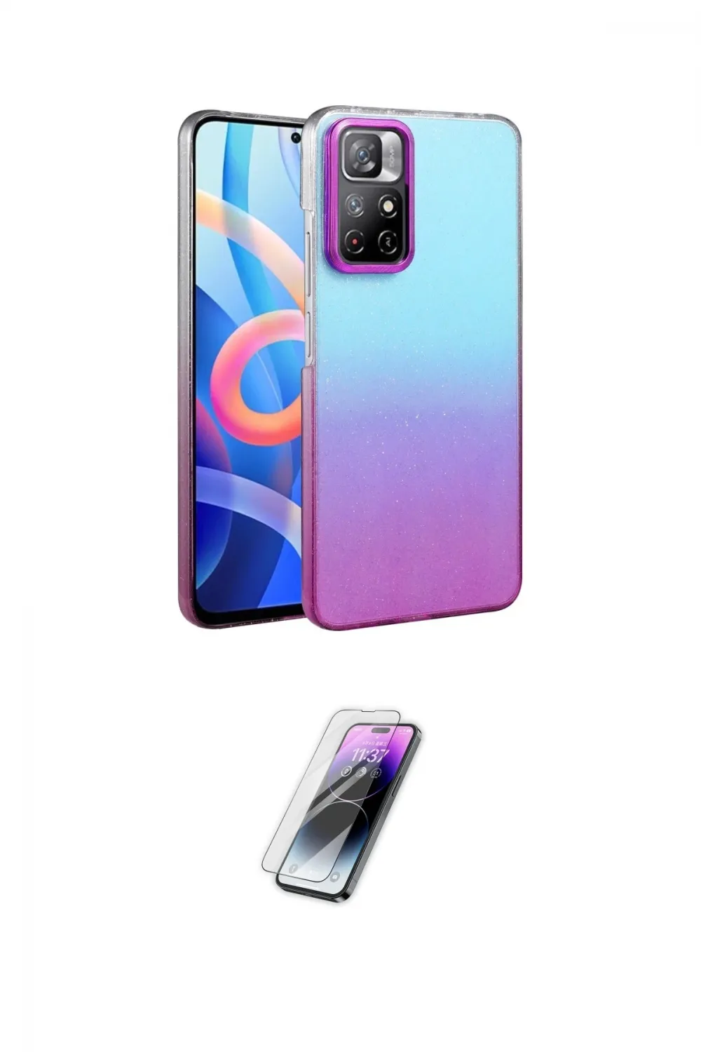 ieg™ Redmi Note 11 Pro Kılıf Kıvılcım Minimal Özel Seri - Şeffaf Pasifik Cam Ekran Koruyucu