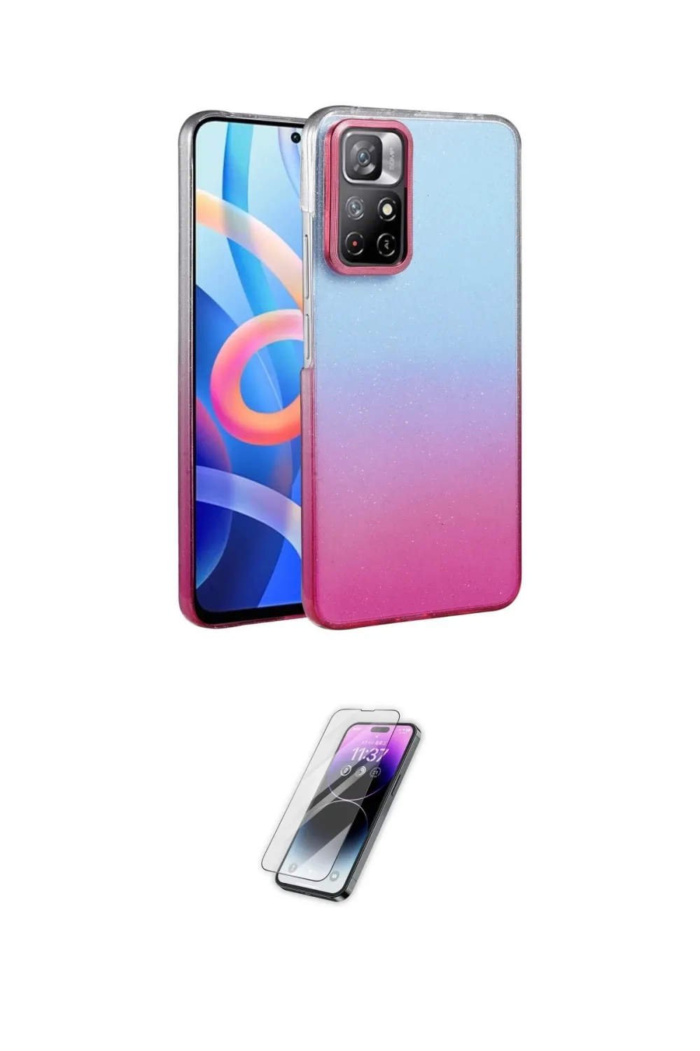 ieg™ Redmi Note 11 Pro Kılıf Kıvılcım Minimal Özel Seri - Şeffaf Pasifik Cam Ekran Koruyucu