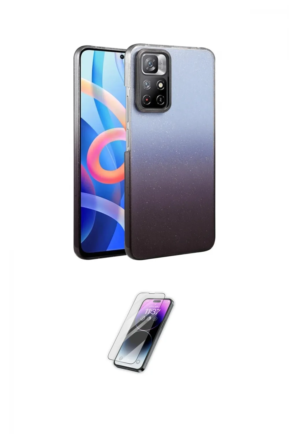 ieg™ Redmi Note 11 Pro Kılıf Kıvılcım Minimal Özel Seri - Şeffaf Pasifik Cam Ekran Koruyucu