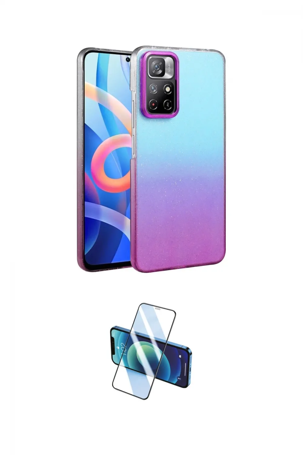 ieg™ Redmi Note 11 Pro Kılıf Kıvılcım Minimal Özel Seri - Siyah 3D Antistatik Cam Ekran Koruyucu