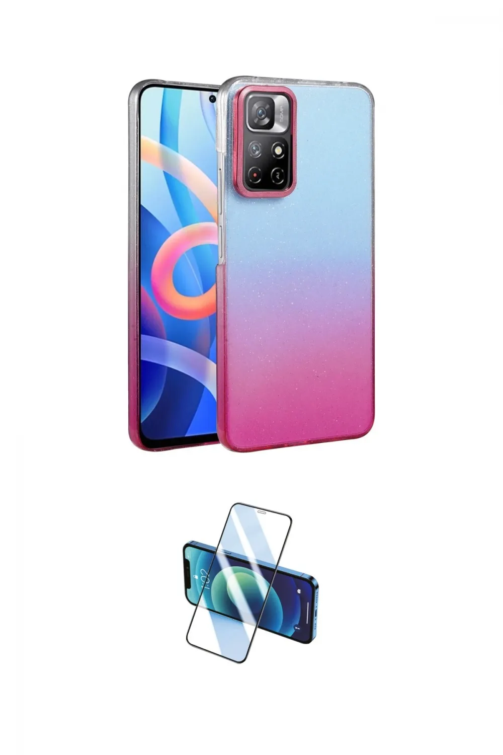 ieg™ Redmi Note 11 Pro Kılıf Kıvılcım Minimal Özel Seri - Siyah 3D Antistatik Cam Ekran Koruyucu
