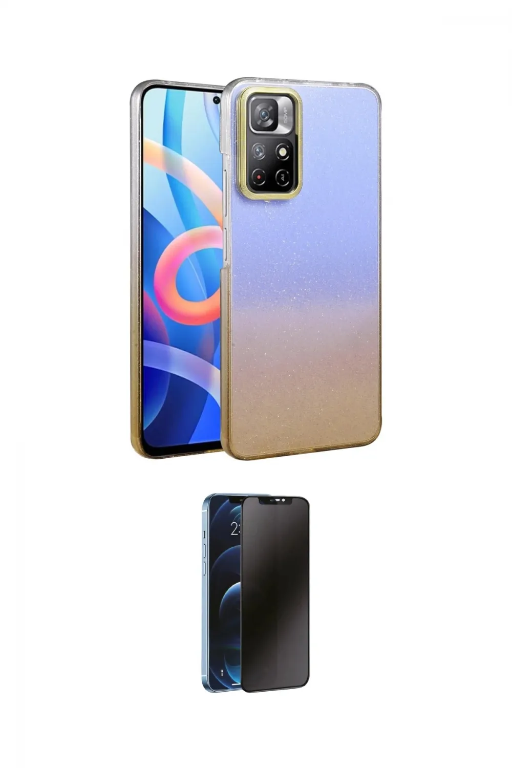 ieg™ Redmi Note 11 Pro Kılıf Kıvılcım Minimal Özel Seri - Siyah 3D Antistatik Hayalet Cam Ekran Koruyucu