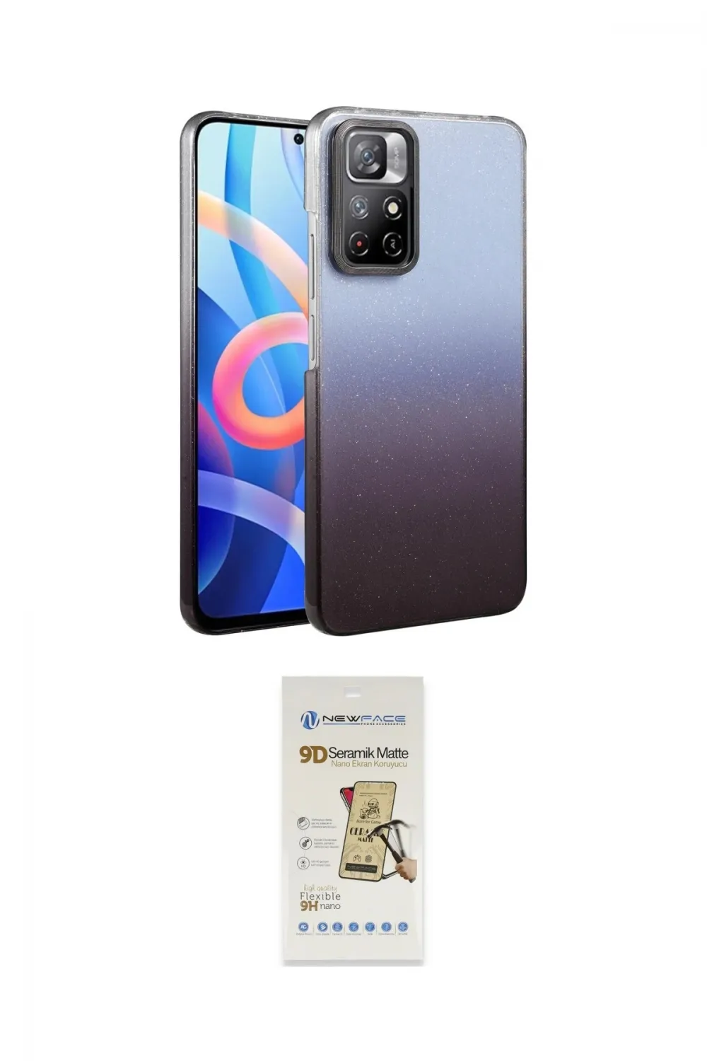 ieg™ Redmi Note 11 Pro Kılıf Kıvılcım Minimal Özel Seri - Siyah Mat Seramik Nano Ekran Koruyucu