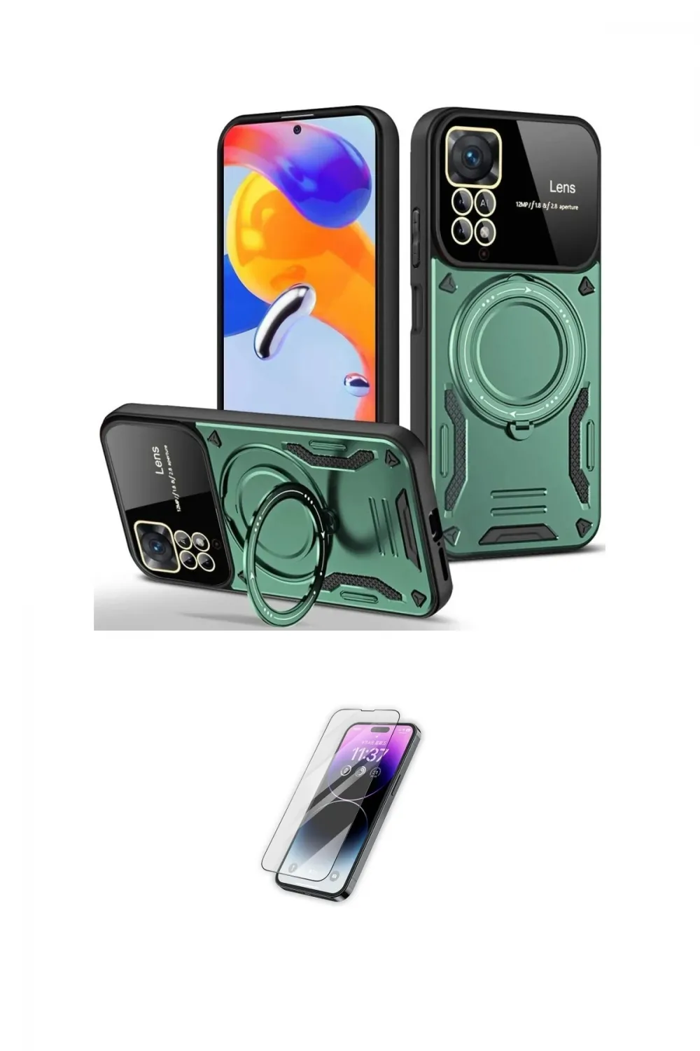 ieg™ Redmi Note 11 Pro Kılıf Kıvılcım Modern Serisi - Şeffaf Pasifik Cam Ekran Koruyucu
