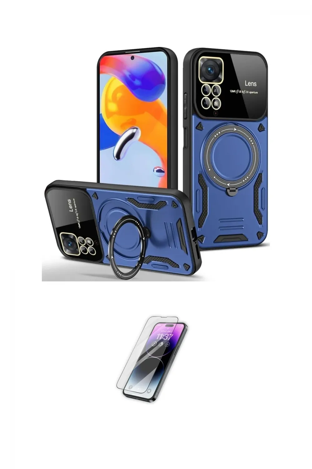 ieg™ Redmi Note 11 Pro Kılıf Kıvılcım Modern Serisi - Şeffaf Pasifik Cam Ekran Koruyucu