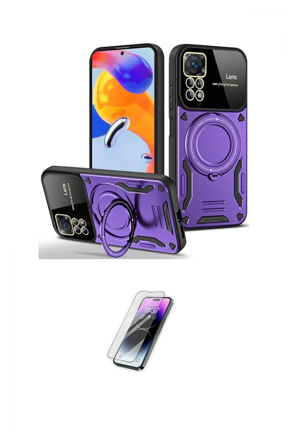 ieg™ Redmi Note 11 Pro Kılıf Kıvılcım Modern Serisi - Şeffaf Pasifik Cam Ekran Koruyucu