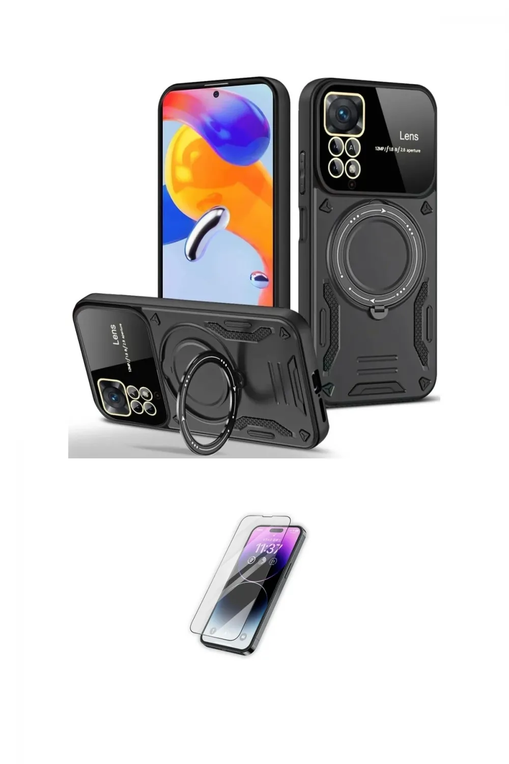 ieg™ Redmi Note 11 Pro Kılıf Kıvılcım Modern Serisi - Şeffaf Pasifik Cam Ekran Koruyucu