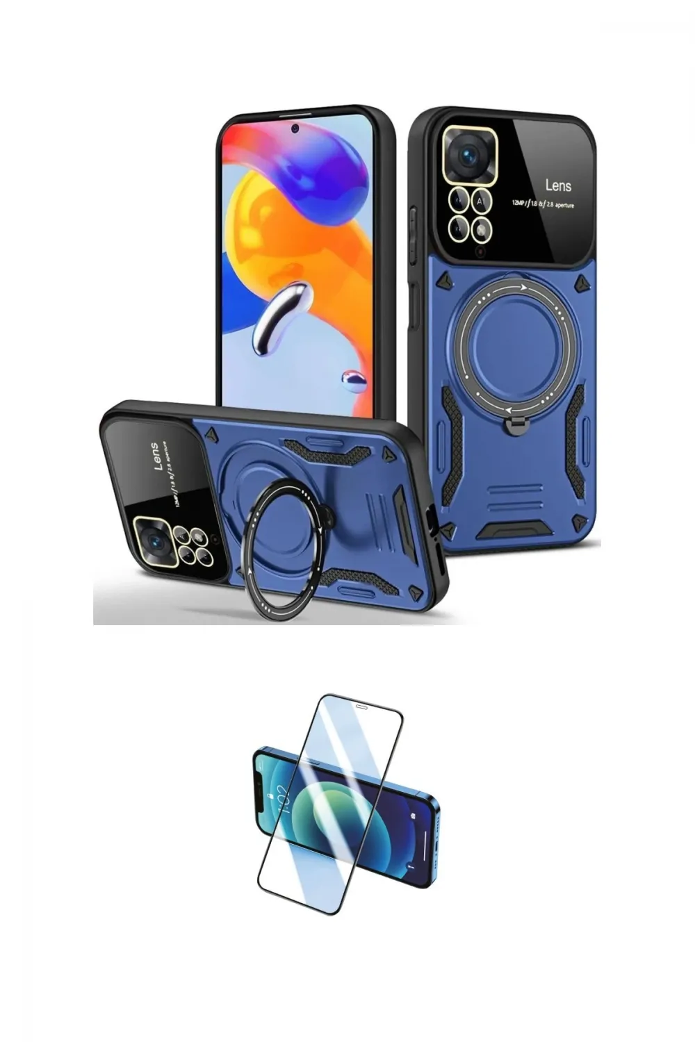 ieg™ Redmi Note 11 Pro Kılıf Kıvılcım Modern Serisi - Siyah 3D Antistatik Seramik Nano Ekran Koruyucu