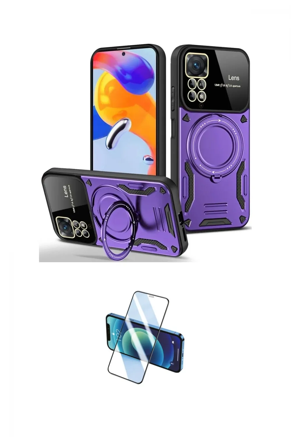 ieg™ Redmi Note 11 Pro Kılıf Kıvılcım Modern Serisi - Siyah 3D Antistatik Seramik Nano Ekran Koruyucu