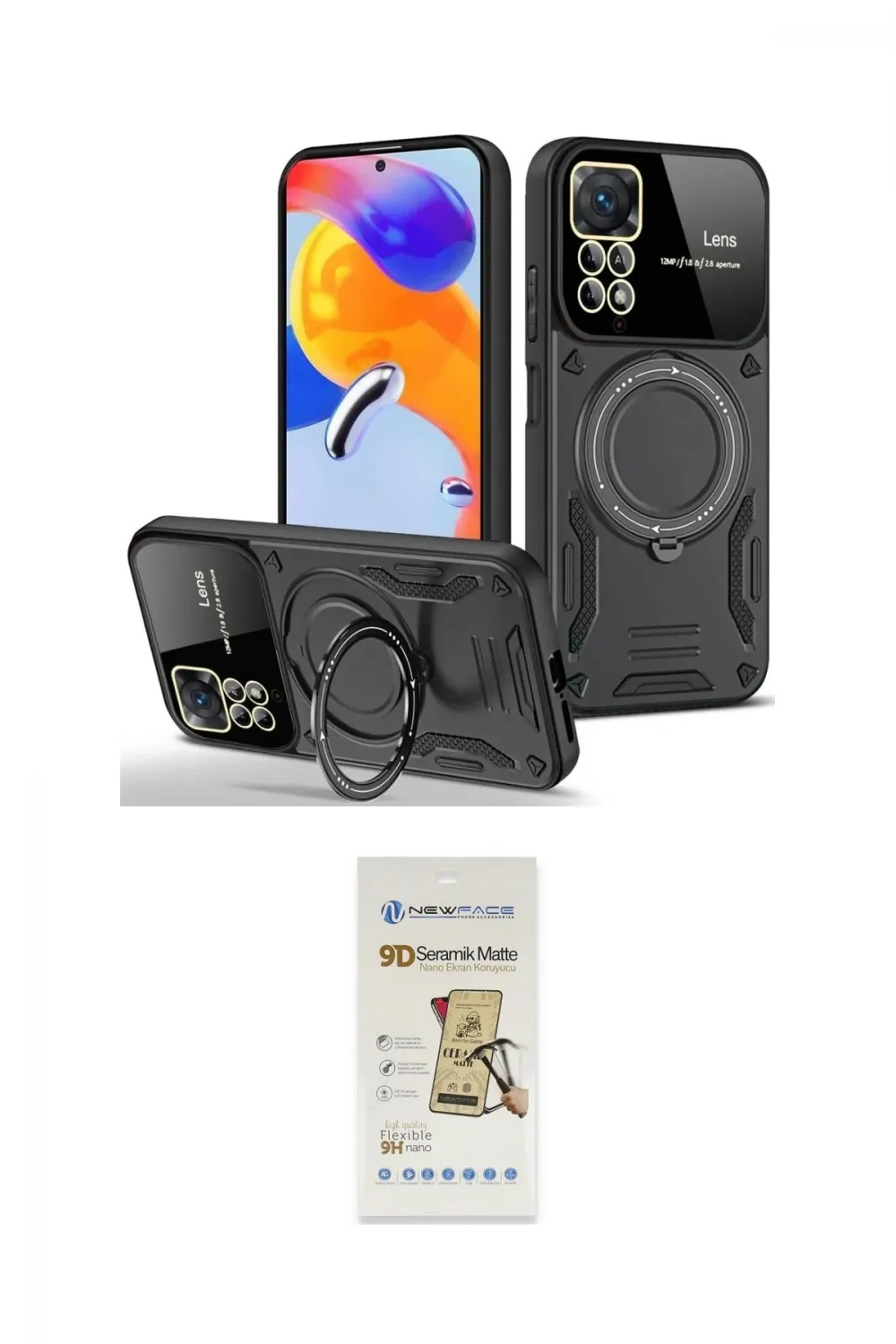 ieg™ Redmi Note 11 Pro Kılıf Kıvılcım Modern Serisi - Siyah Mat Seramik Nano Ekran Koruyucu