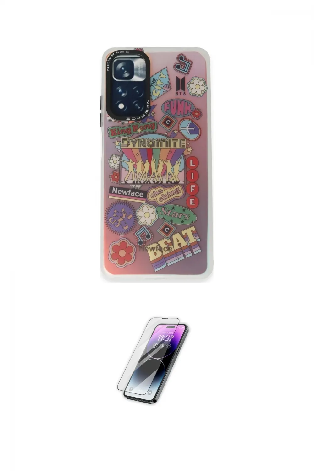 ieg™ Redmi Note 11 Pro Kılıf Siluet Çizgi Koleksiyonu - Şeffaf Pasifik Cam Ekran Koruyucu