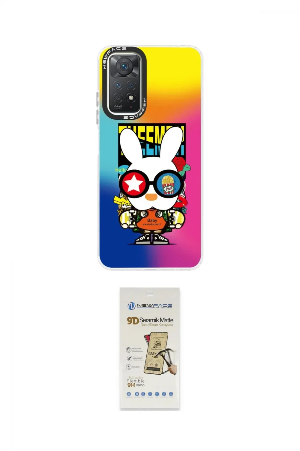 ieg™ Redmi Note 11 Pro Kılıf Siluet Çizgi Koleksiyonu - Siyah Mat Seramik Nano Ekran Koruyucu