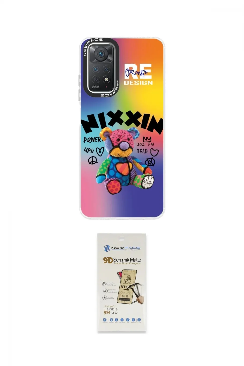ieg™ Redmi Note 11 Pro Kılıf Siluet Çizgi Koleksiyonu - Siyah Mat Seramik Nano Ekran Koruyucu