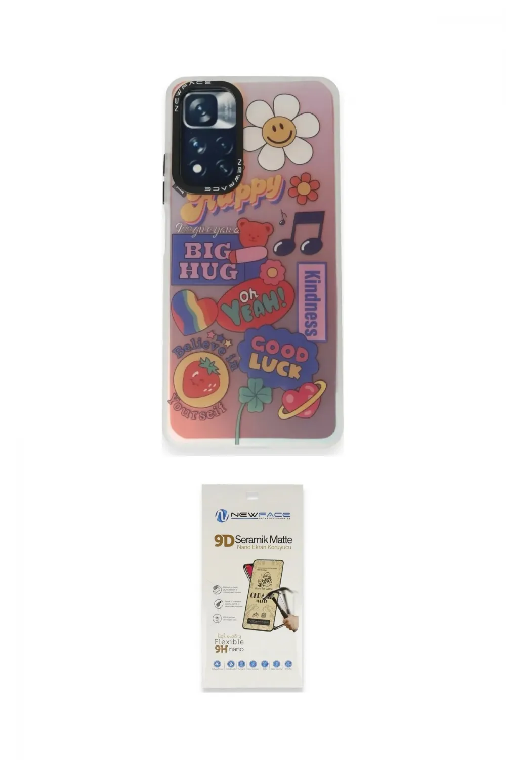 ieg™ Redmi Note 11 Pro Kılıf Siluet Çizgi Koleksiyonu - Siyah Mat Seramik Nano Ekran Koruyucu