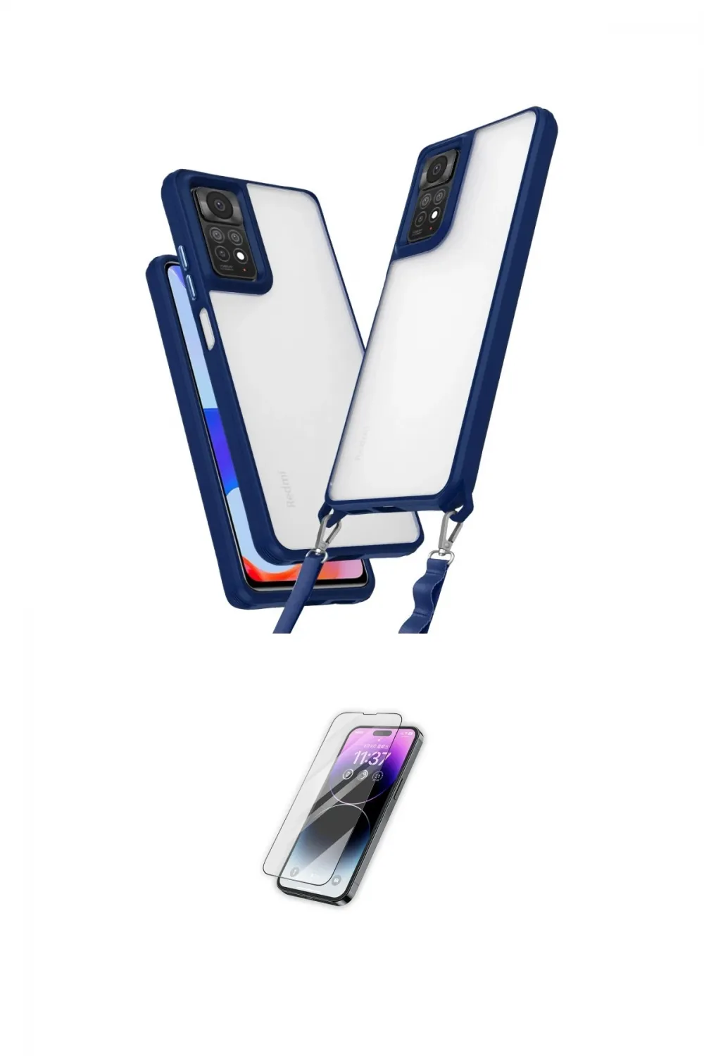 ieg™ Redmi Note 11 Pro Kılıf Ufuk Klasik - Şeffaf Pasifik Cam Ekran Koruyucu