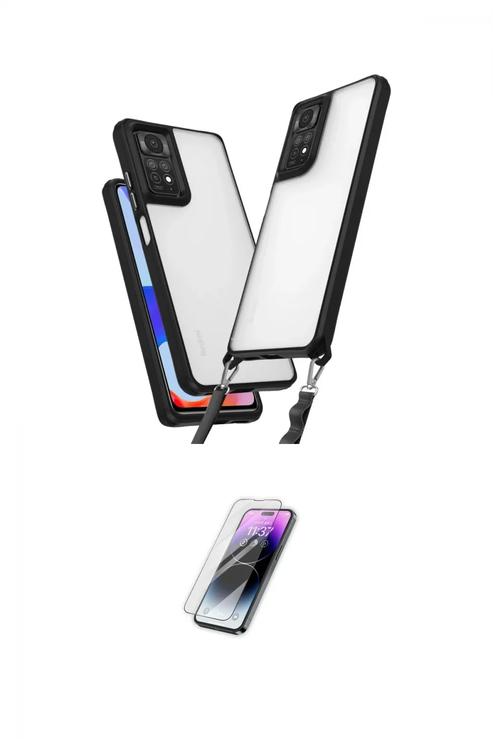 ieg™ Redmi Note 11 Pro Kılıf Ufuk Klasik - Şeffaf Pasifik Cam Ekran Koruyucu