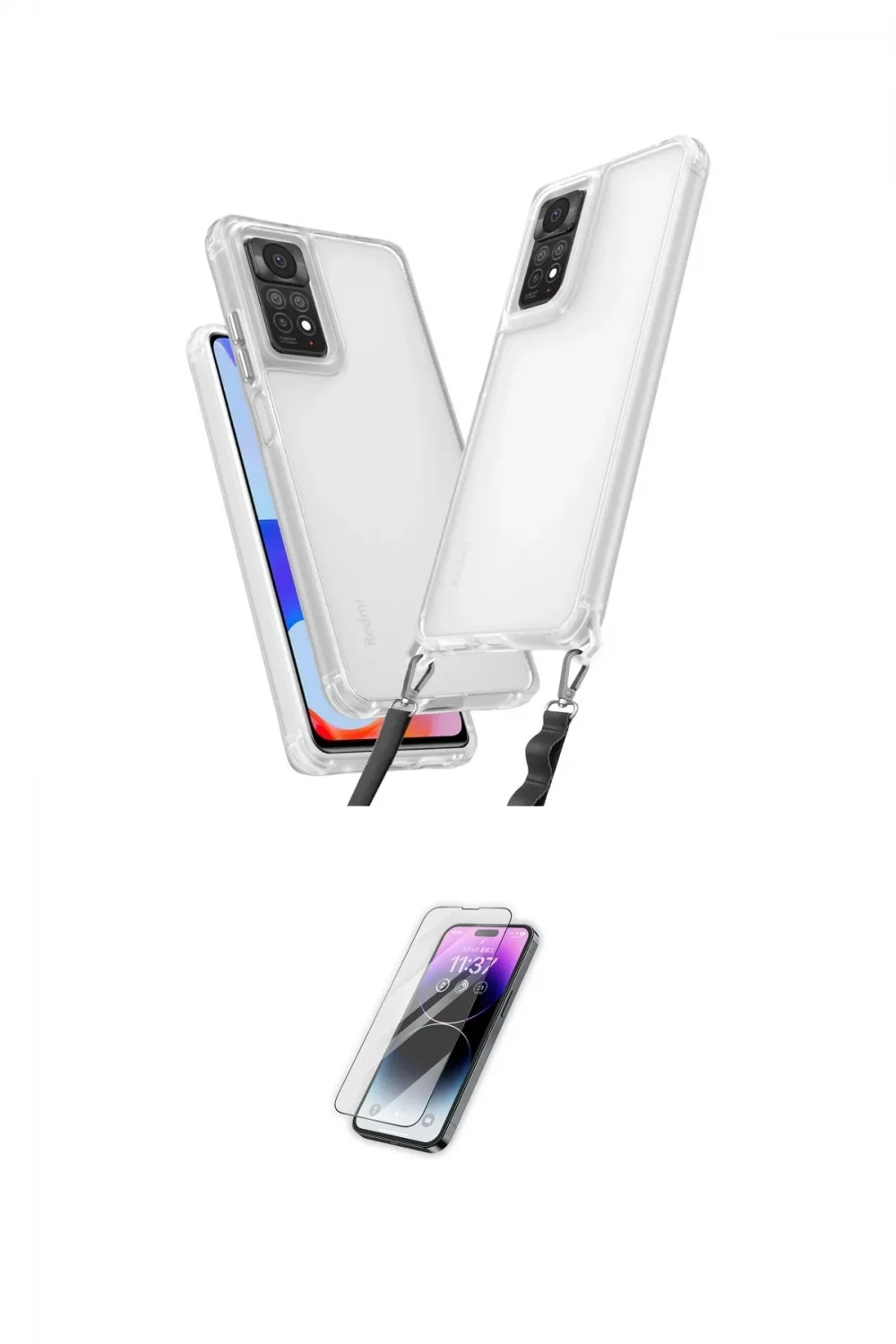 ieg™ Redmi Note 11 Pro Kılıf Ufuk Klasik - Şeffaf Pasifik Cam Ekran Koruyucu