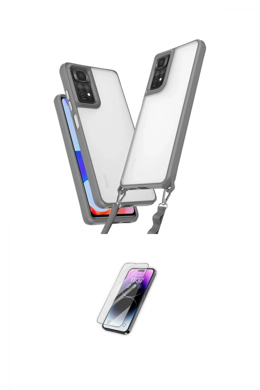 ieg™ Redmi Note 11 Pro Kılıf Ufuk Klasik - Şeffaf Pasifik Cam Ekran Koruyucu