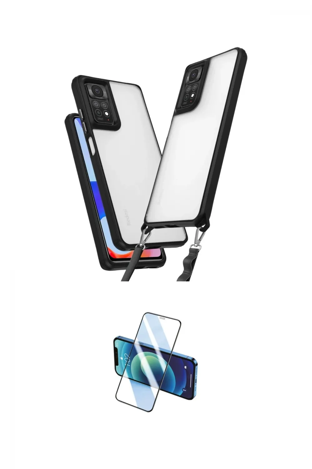 ieg™ Redmi Note 11 Pro Kılıf Ufuk Klasik - Siyah 3D Antistatik Cam Ekran Koruyucu