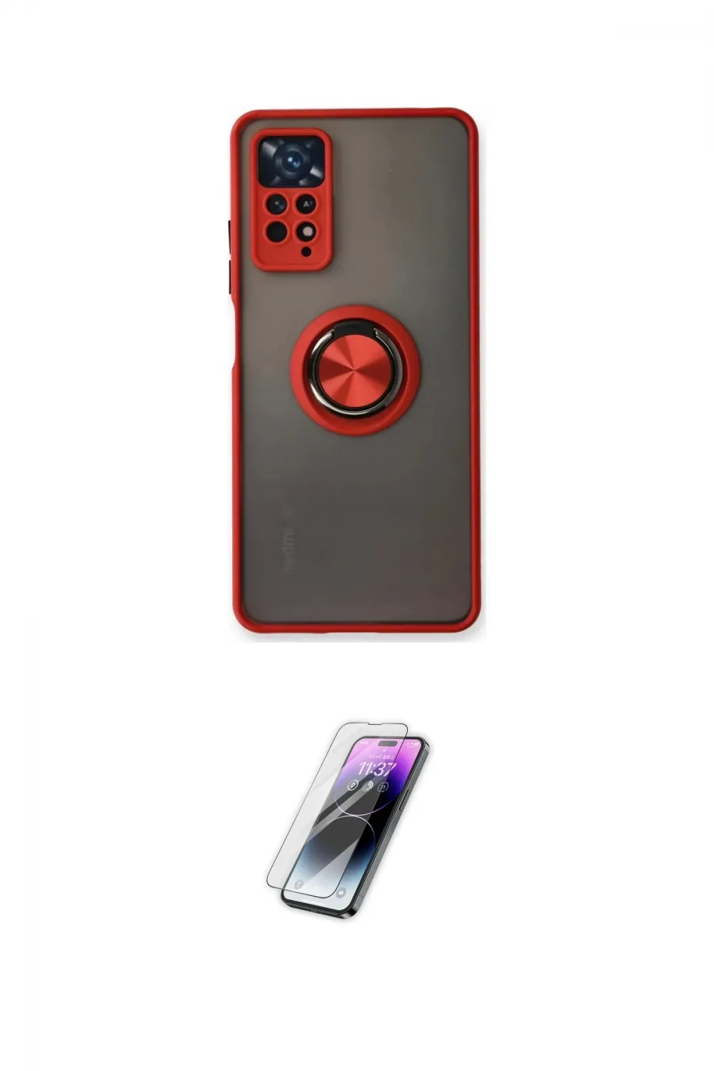 ieg™ Redmi Note 11 Pro Kılıf Yörünge Çizgi - Şeffaf Pasifik Cam Ekran Koruyucu