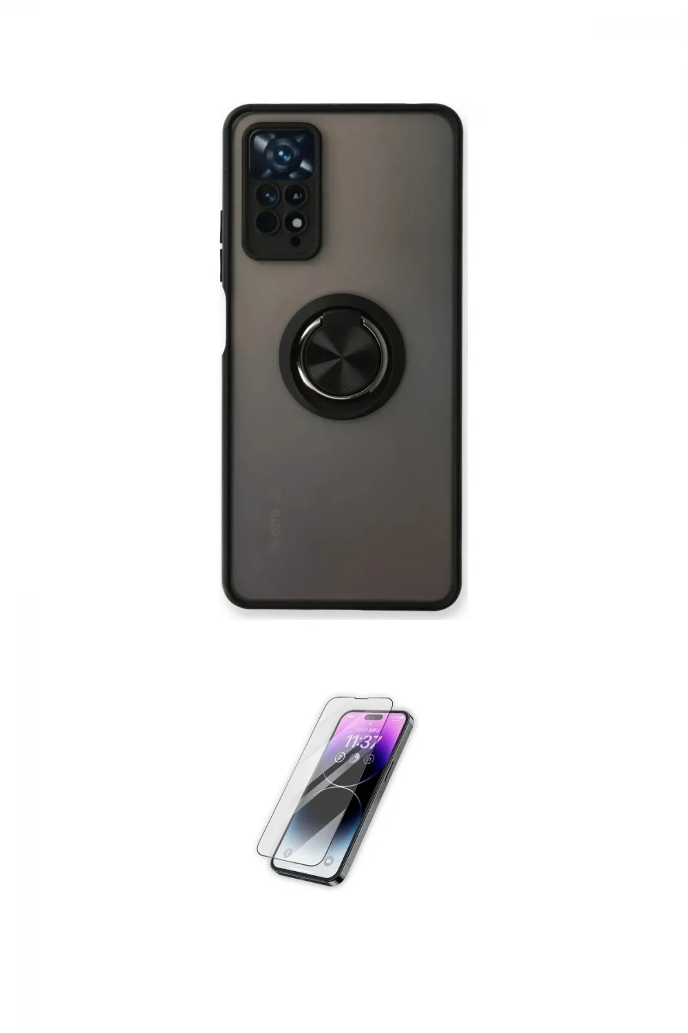 ieg™ Redmi Note 11 Pro Kılıf Yörünge Çizgi - Şeffaf Pasifik Cam Ekran Koruyucu