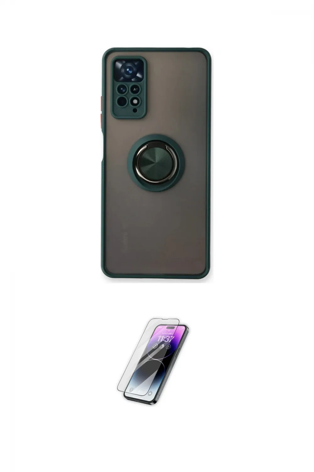 ieg™ Redmi Note 11 Pro Kılıf Yörünge Çizgi - Şeffaf Pasifik Cam Ekran Koruyucu