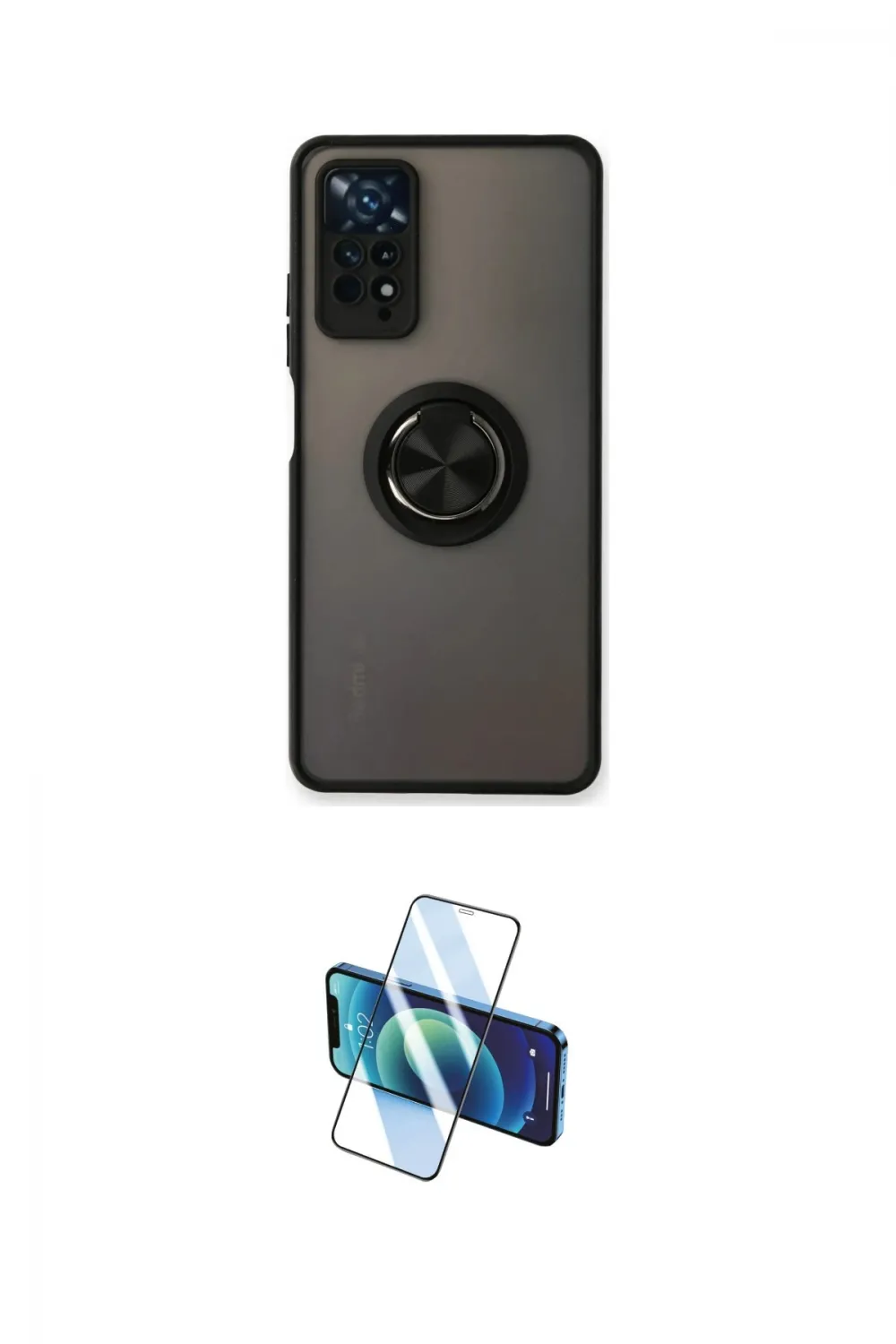 ieg™ Redmi Note 11 Pro Kılıf Yörünge Çizgi - Siyah 3D Antistatik Cam Ekran Koruyucu