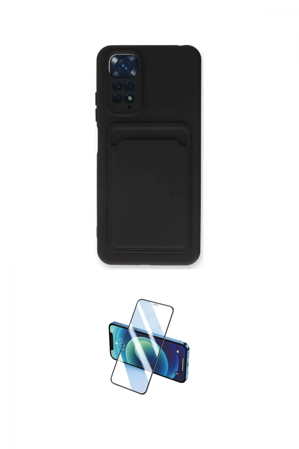 ieg™ Redmi Note 11S Kılıf Vadi Çizgi Prime - Siyah 3D Antistatik Cam Ekran Koruyucu