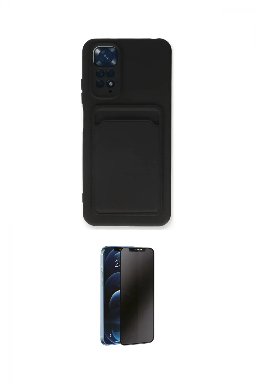 ieg™ Redmi Note 11S Kılıf Vadi Çizgi Prime - Siyah 3D Antistatik Hayalet Cam Ekran Koruyucu