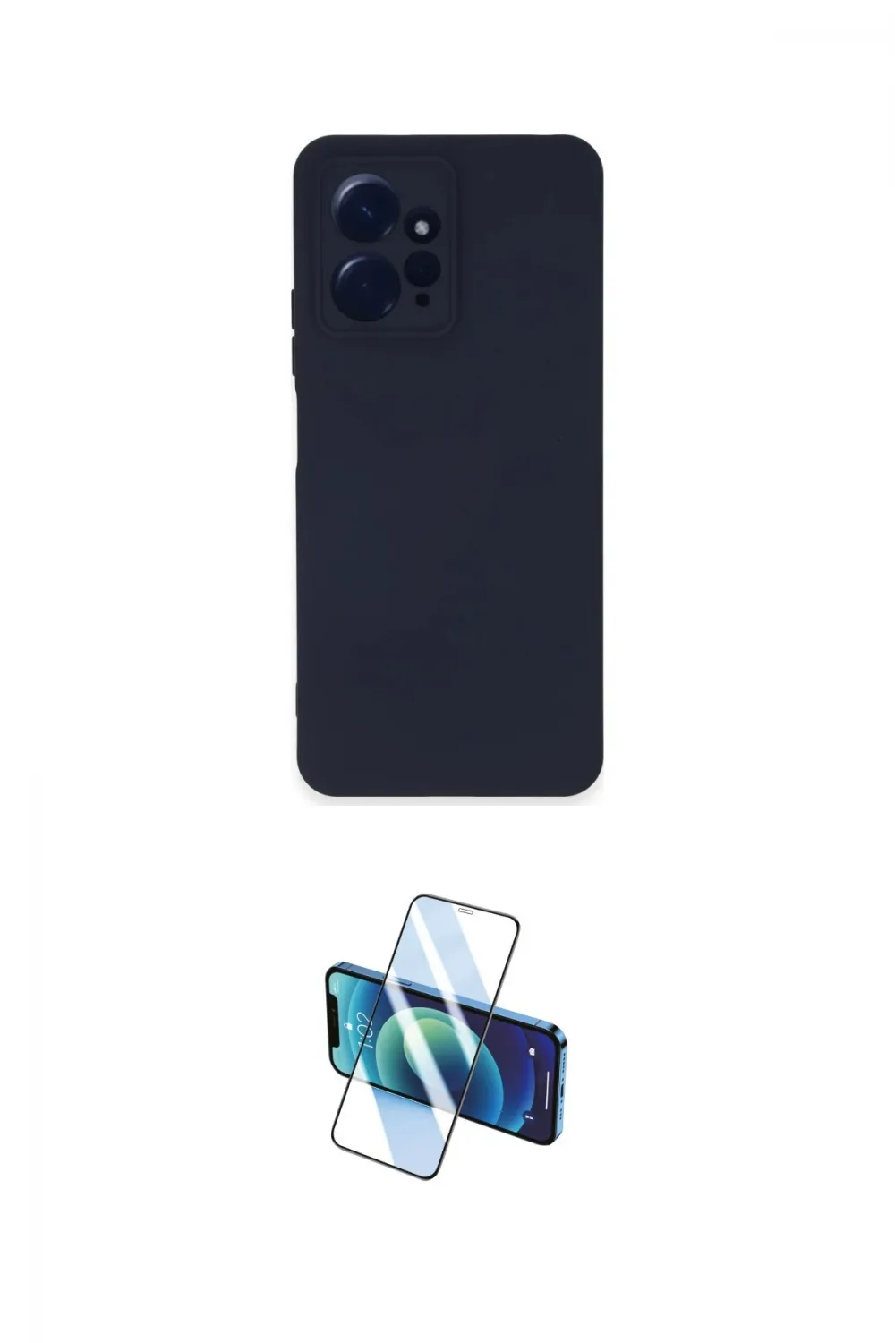 ieg™ Redmi Note 12 4G Kılıf Ahenk Serisi - Siyah 3D Antistatik Cam Ekran Koruyucu