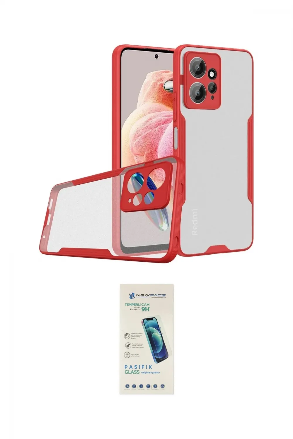 ieg™ Redmi Note 12 4G Kılıf Atlas Asil Serisi - Şeffaf Pasifik Cam Ekran Koruyucu