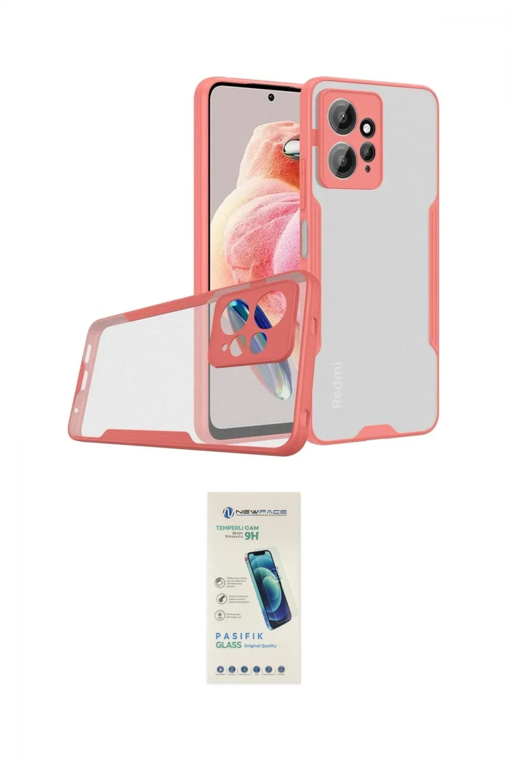 ieg™ Redmi Note 12 4G Kılıf Atlas Asil Serisi - Şeffaf Pasifik Cam Ekran Koruyucu